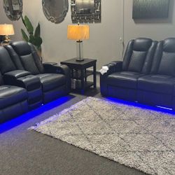 OM• $38 Initial • Brand New Flyne Power Reclining Sofa And Loveseat 