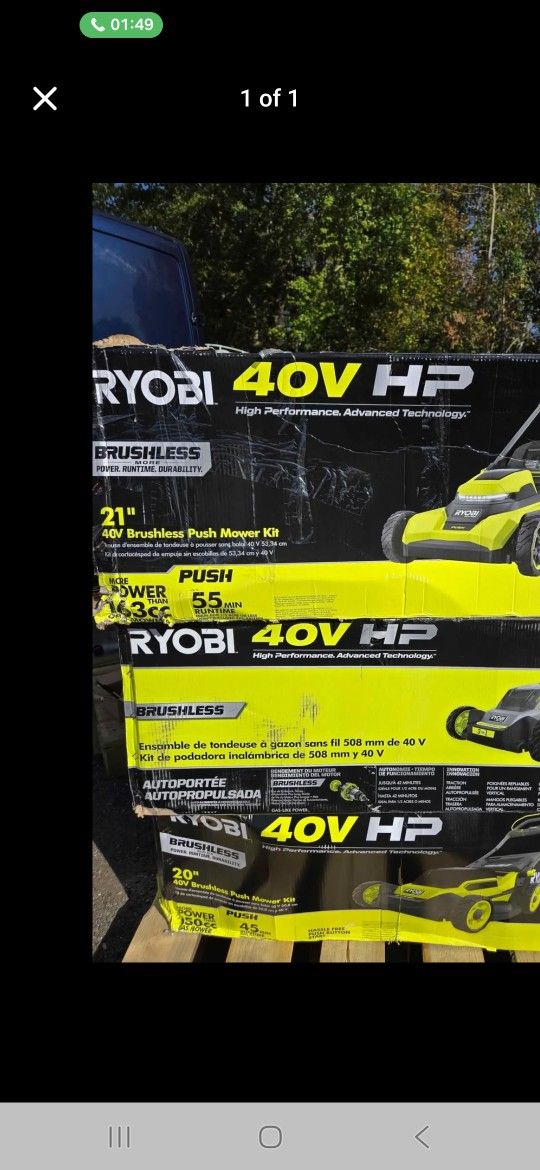 RYOBI 40V MOWERS NO BATTER OR CHARGER INCLUDED