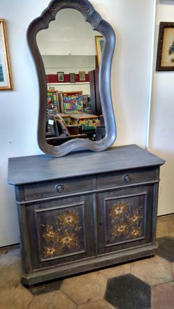 Antique Dresser Hand Painted with Mirror