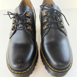 Dr. Martens Leona Lo Smooth Leather Heeled Shoes Womens Size 6 EUR 37 Black