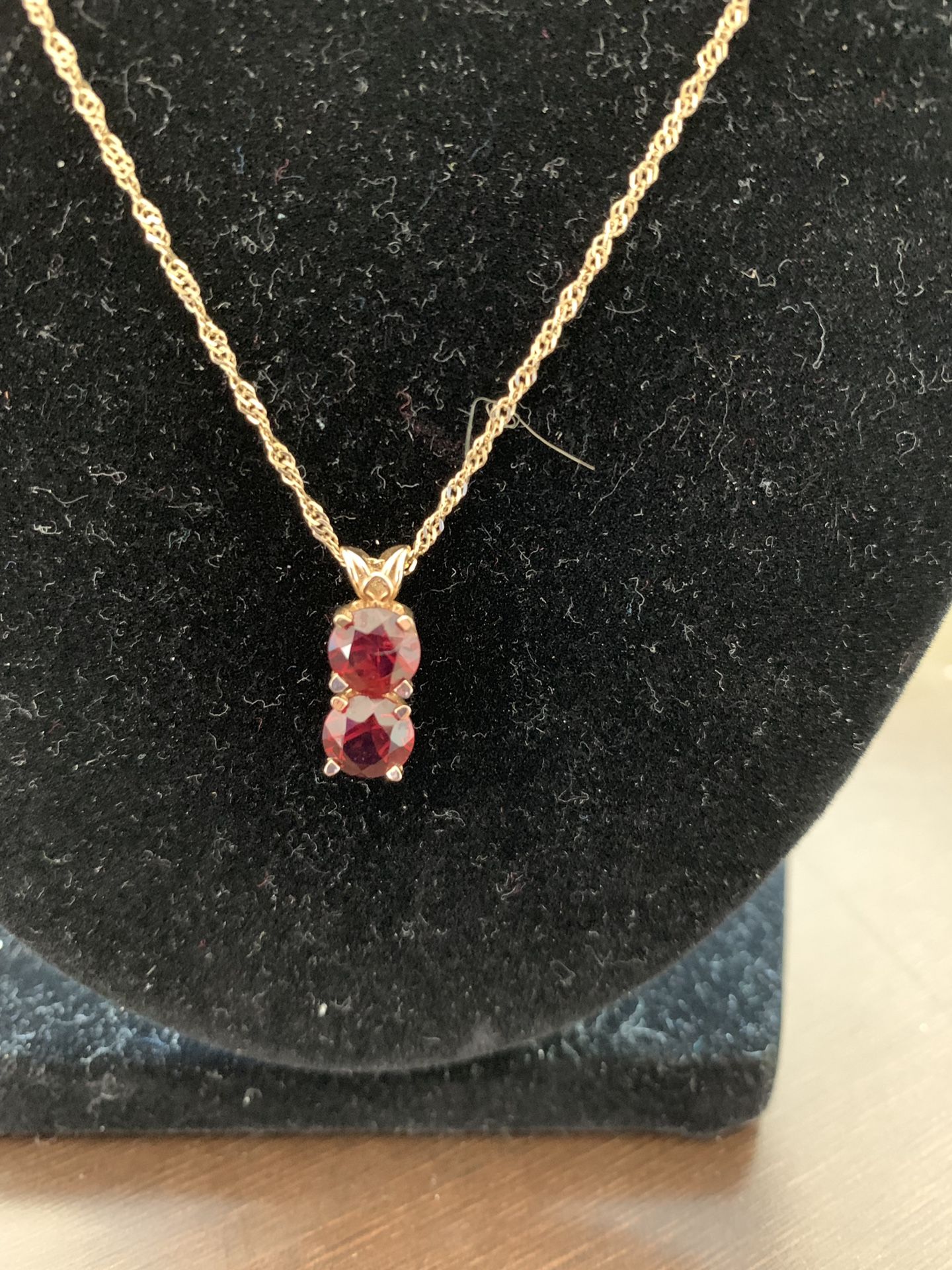 14k necklace and garnet pendant