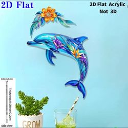 "Ocean Bloom" – Leaping Dolphin & Tropical Flower Acrylic Wall Art Duo