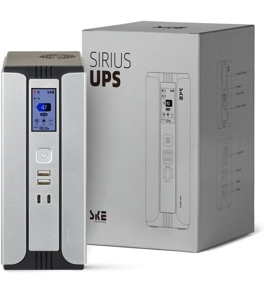 SKE Mini UPS 30000mAh Battery Backup & Surge Protector Uninterruptible Power Supply UPS for Router Modem PoE DC USB Type-C Ports Sirius