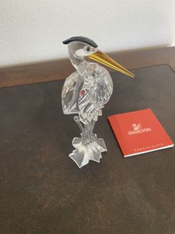 Swarovski Crystal Silver Heron Figurine