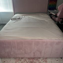 Queen Size Pink Velvet Bed Frame !!last Chance Moving 7 Days !!!