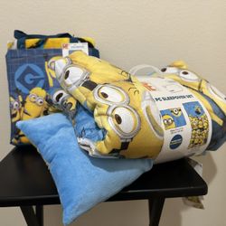 Minions Despicable Me Sleepover Set Slumber Bag and Pillow Plus Tote And Throw 