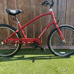 🏖️ 🌊 😎 🌞 ☀️ Electra Townie Beach Cruiser 3Speed 26 inch  Aluminum with Red Anodized color.   Rides and Shift perfect.
