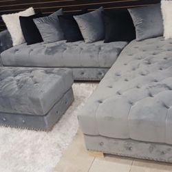 COMFY NEW SOFIA SECTIONAL SOFA AND OTTOMAN SET ON SALE ONLY $999. IN STOCK SAME DAY DELIVERY 🚚  EASY FINANCING 
