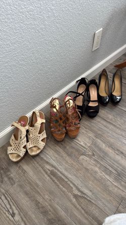 Wedges and heel sizes ranging from 6.5-7 women’s