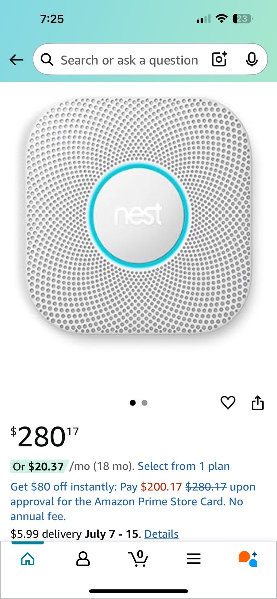 Nest Smart Wireless Smoke Detector/ Carbon Monoxide