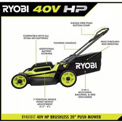 Ryobi 40v Mower w/battery @ charger
