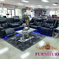 2PC Power Recliner Sofa Set  With Speaker And Usb Charger(( Take It Home🏠 With $10 Down ))