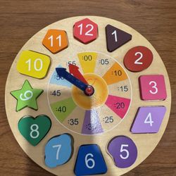 Wooden Shape Sorting Learning Clock – Montessori Style