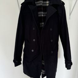 SANDRO Men Trench Coat Navy Size M 