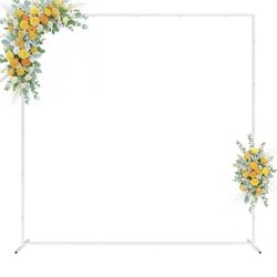  Arch Backdrop Stand 6.6x6.6 FT Square Wedding Arches For Ceremony White Metal Arch Stand For Wedding Bridal Shower Birthday Party Garden Flora