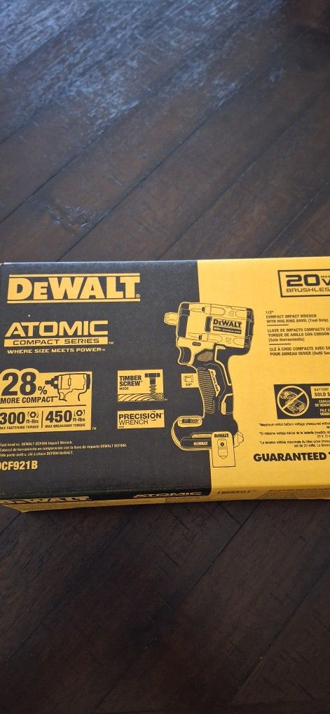 Brand New Dewalt 20v Brushless Atomic Impact Wrench Compact Size 1/2" Tool Only Sealed Box No Battery 4 Speed Settings