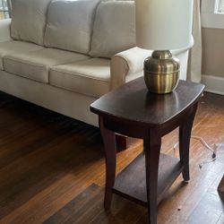 Raymour And Flanagan Dark Brown Wood End Table With Lamp