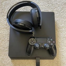 PS4 Slim + Controller + PS Headset