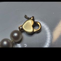 14KT Lock & Key Clasp Natural Pearl Bracelet 8 Inch, Vintage 