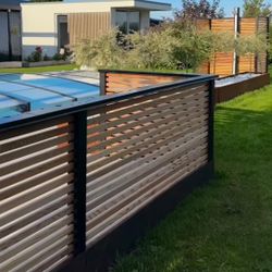 Woodworking Project Outdoor Planter Box Bar Cedar Redwood Custom Beautiful Gorgeous Garden Bed AC unit pool equipment heater cover