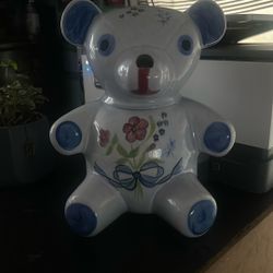 N.S Gustin CO Vintage Ceramic Teddy Bear Sugar Holder/ Cookie Jar
