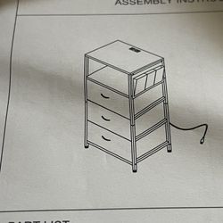 Nightstand with Charging Station, Bedside End Table X(251)