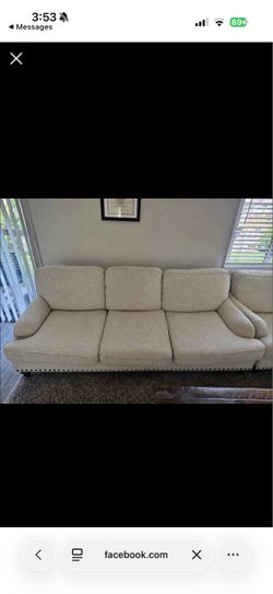 3-Seat Fabric Sofa with Nailhead Trim