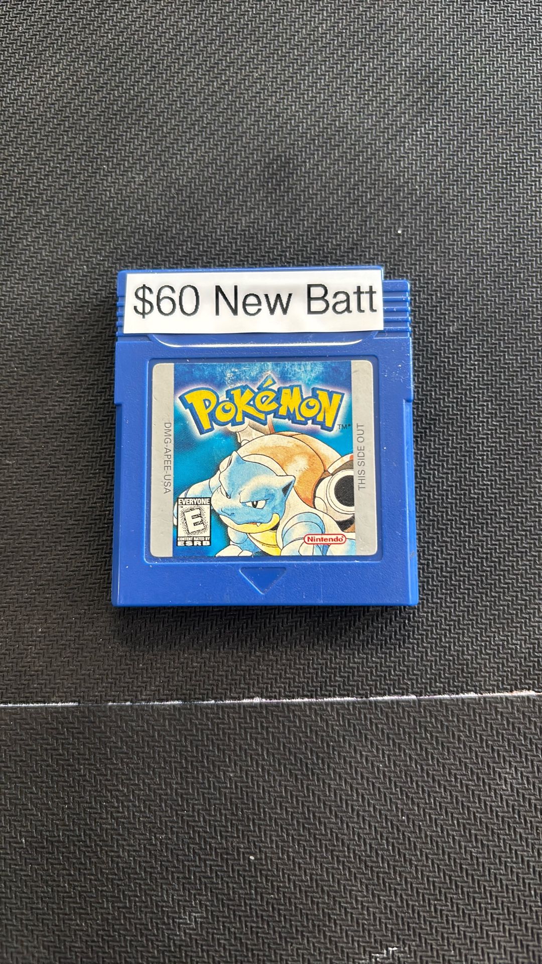 Authentic Copy Of Pokémon Blue With New Battery Installed