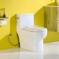 1.28 "gpf" Dual-flush Elongated Chair Height Floor Mounted One-piece Toilet (seat Included)