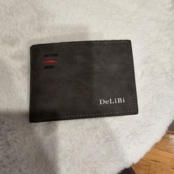 New Wallet! Faux Leather! Dark Grey Color