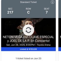 Neton Vega, Clave Especial, Joel De La P Toyota Arena 