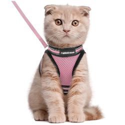 Rabbitgoo Cat Harness And Leash Set For Walking Escape Proof, Adjustable Soft Kittens Vest With Reflective Strip For Cats, Comfortable Outdoor Vest, P