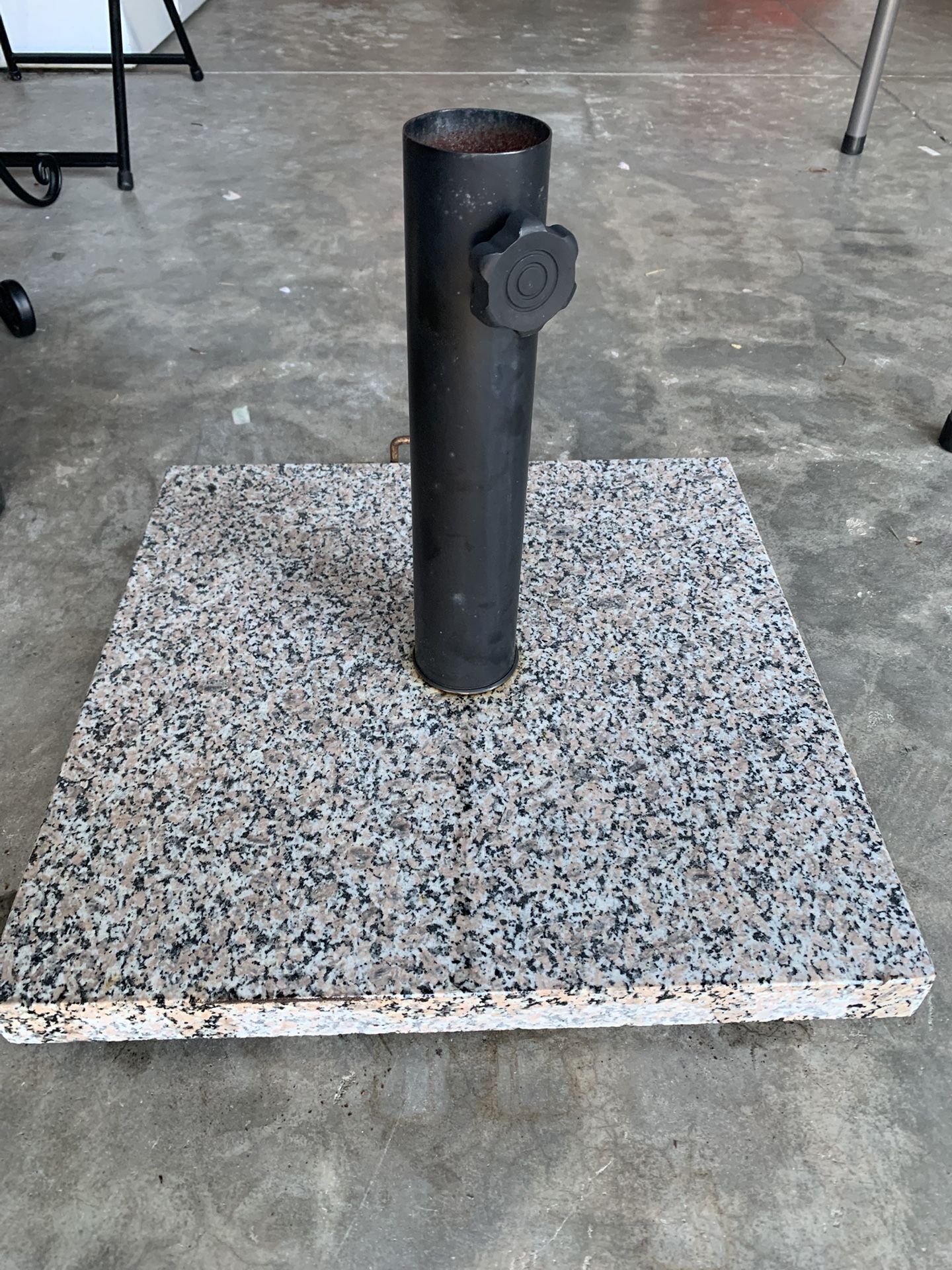 Solid granite Umbrella Base W/ Wheels, Level Legs, Folding Handle  Makes Easy Moving, Holds Most Umbrellas So They Don’t Fall Over, Heavy Weight