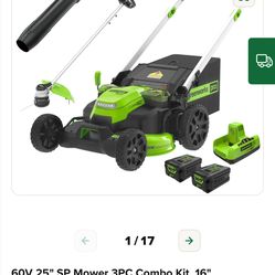 Greenworks 60V Mower, trimmer and blower