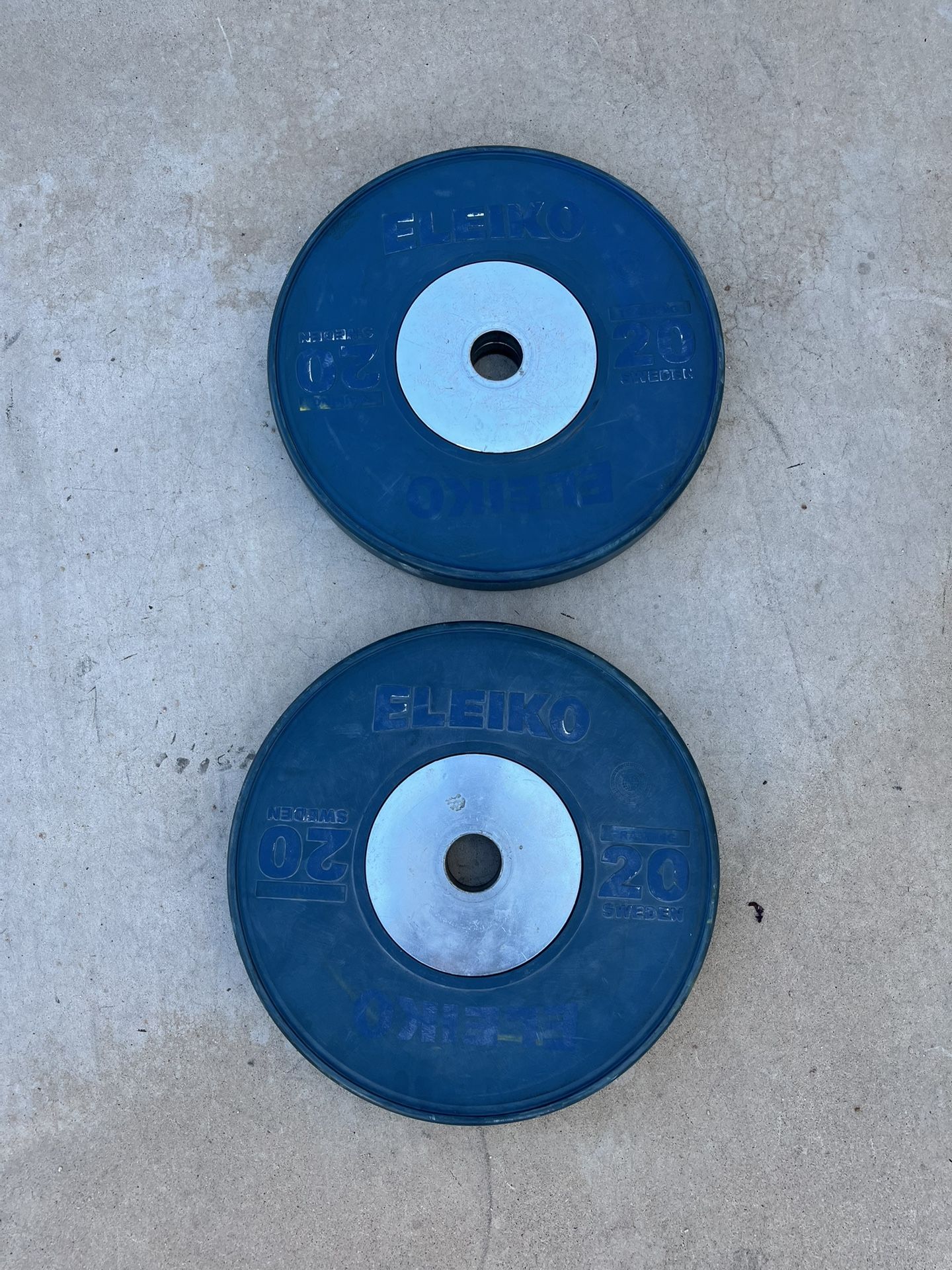 Eleiko 20kg Olympic Bumper Plate Set Weights Iwf