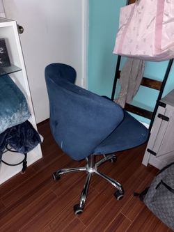 Navy blue velvet swivel desk chair