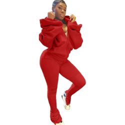 Two Piece Outfit Set Long Sleeve Tracksuit Oversize Sweatshirt and Sweatpants Set 2 Piece Stacked Pants Set Chandal