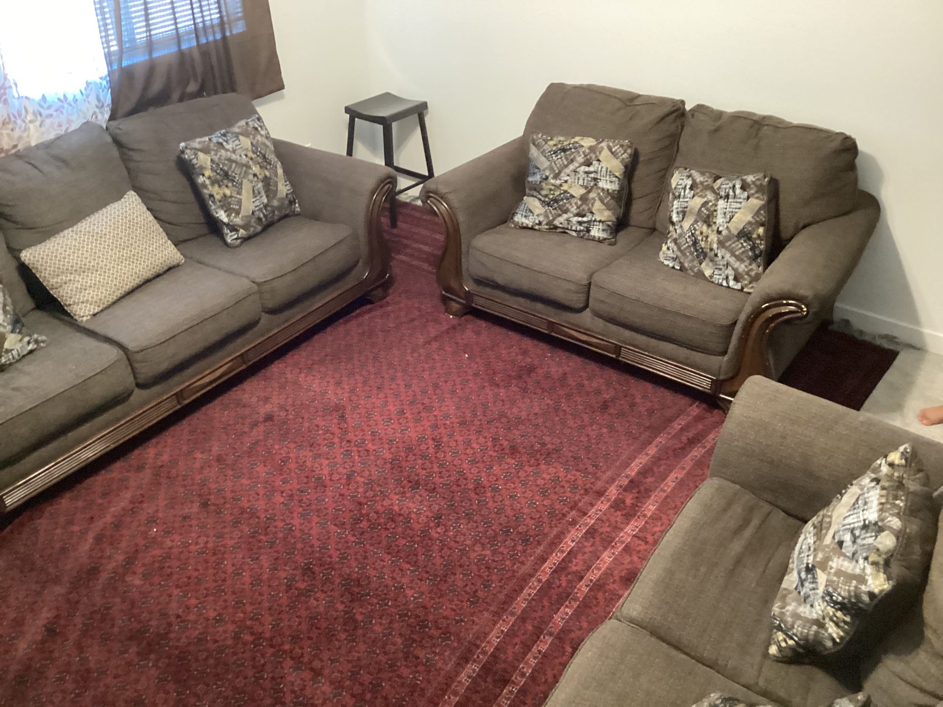 Two Loveseat Couches, and One 3-cushioned Couch