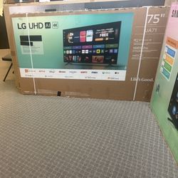 75 Lg Tv Free Delivery $55 Down On Finacing  Free Delivery  6 Month Warranty.   75 Lg Smart 4k HDTV 