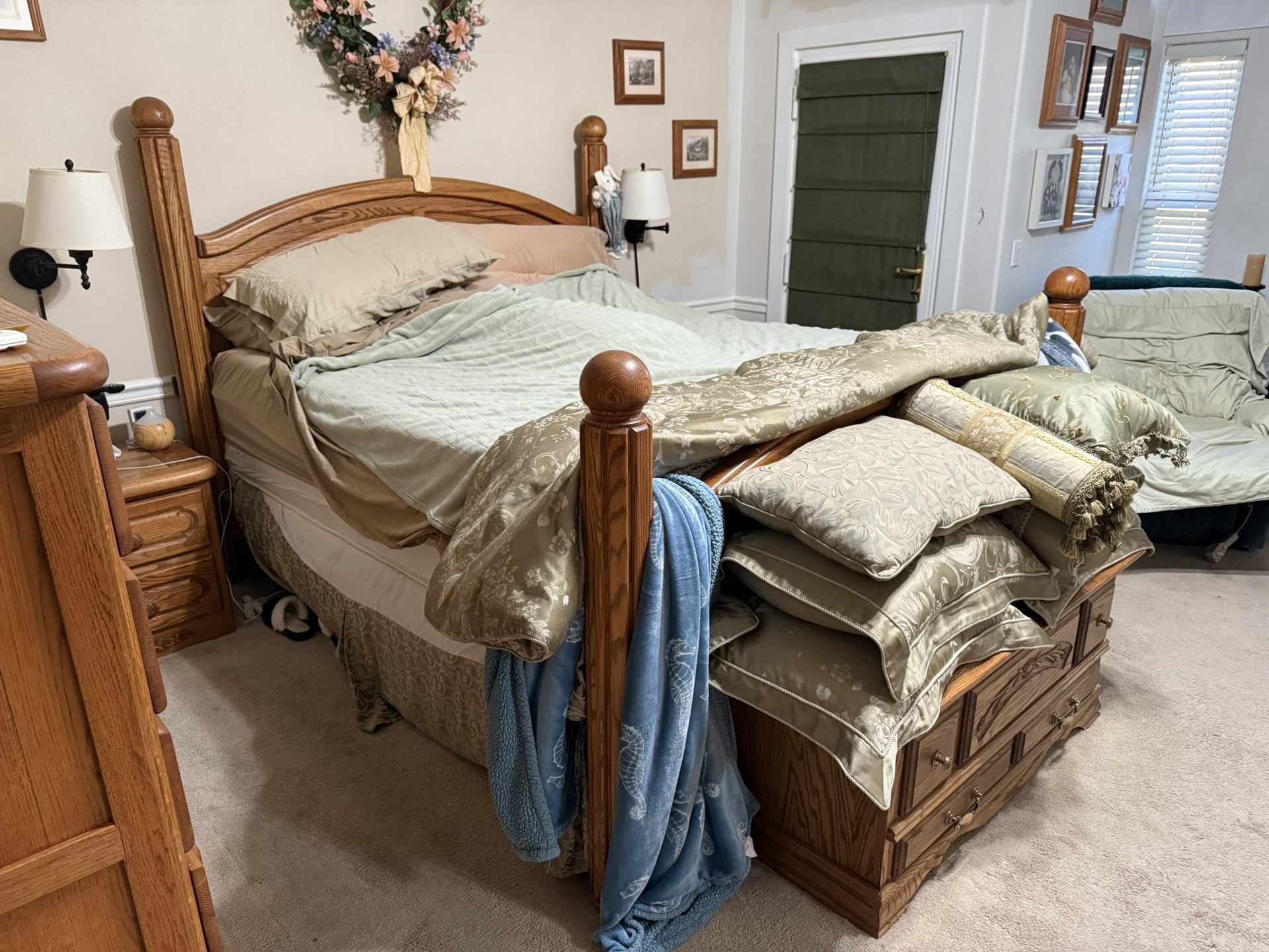 Cal king Bedroom Set Solid Oak