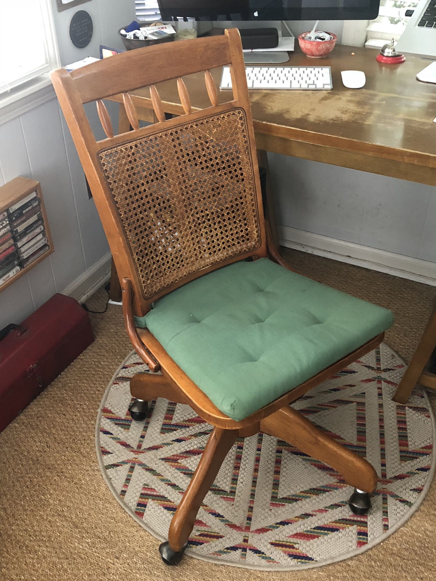 Cane back wood office chair