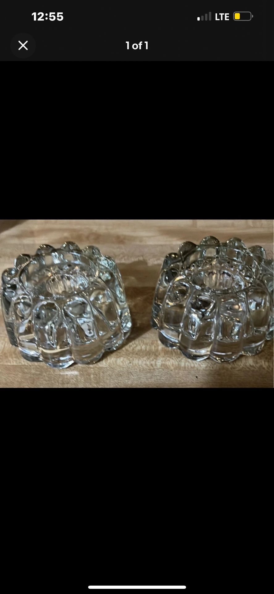 Set Of Two Glass Candle Holders Tapered Candles