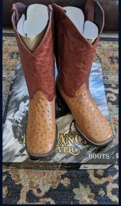 Men's Cowboy Western Ostrich Boots Size 13 Mex, Quality Boots, All Leather