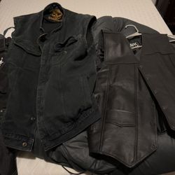 Riding Pants And Two Motorcycle Vests