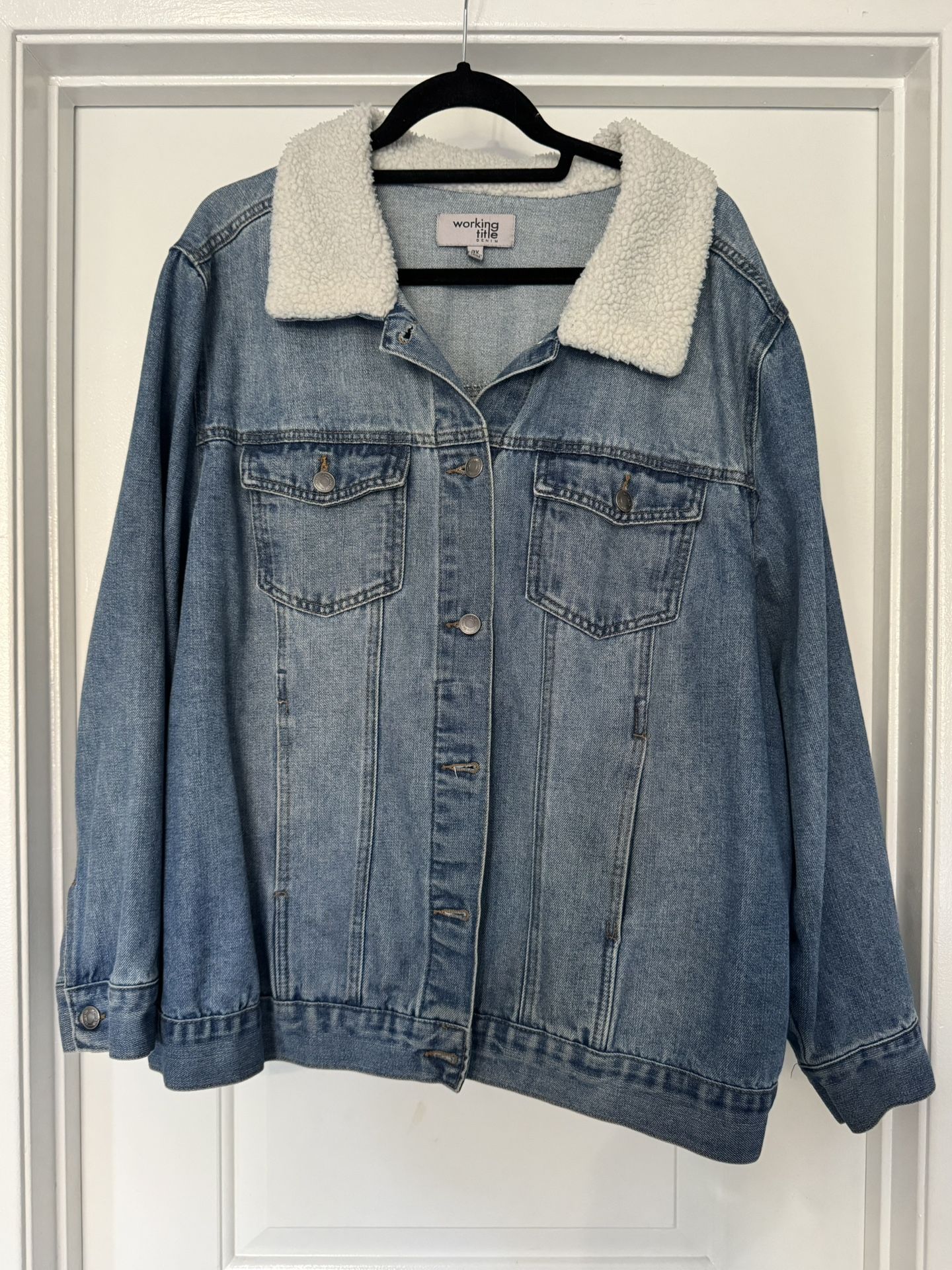 Working Title Denim Jean Jacket Size 3X – Light Wash, Sherpa Collar