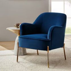 Nora Modern Navy Velvet Accent Chair with Gold Metal Legs