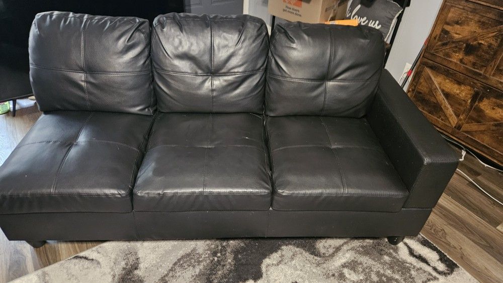 Black Leather Couch Section