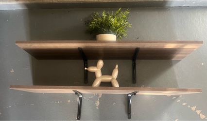 Floating Wall Shelves with Black Brackets