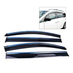 IKON MOTORSPORTS Tape On External Window Visor, Compatible with 2011-2017 Honda Odyssey, Injection Polycarbonate with Chrome Trim Window Visor Rain Gu