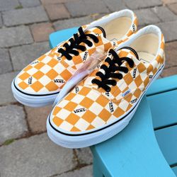 MENS VANS ERA BIG CHECKER SKATEBOARD SHOES YELLOW/ TRUE WHITE US SIZE 10.5 (NEW)
